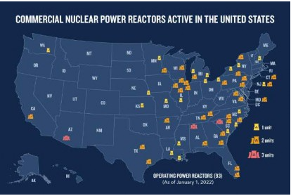 Commercial Nuclear Power Reactors Active in the United States